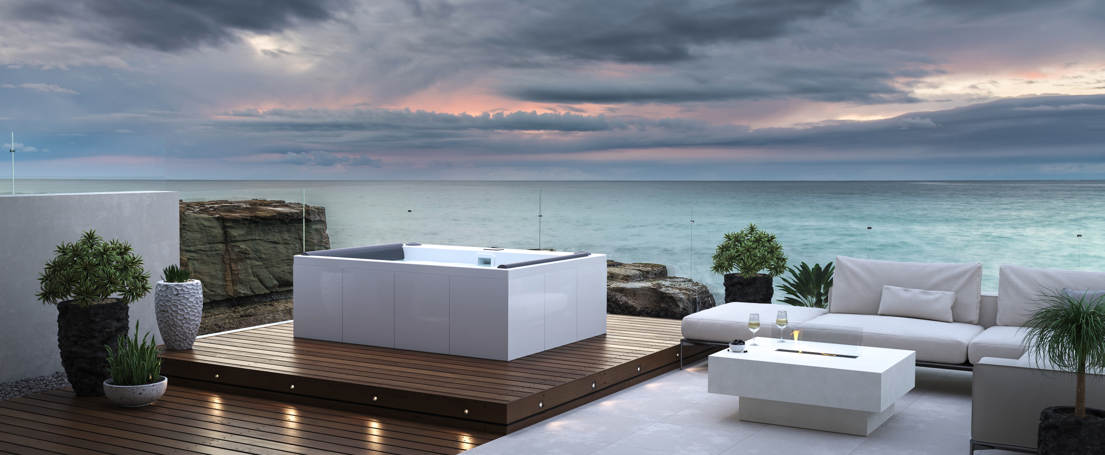 Aquatica Downtown Spa with white composite panels01